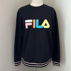FILA rainbow detail black sweatshirt